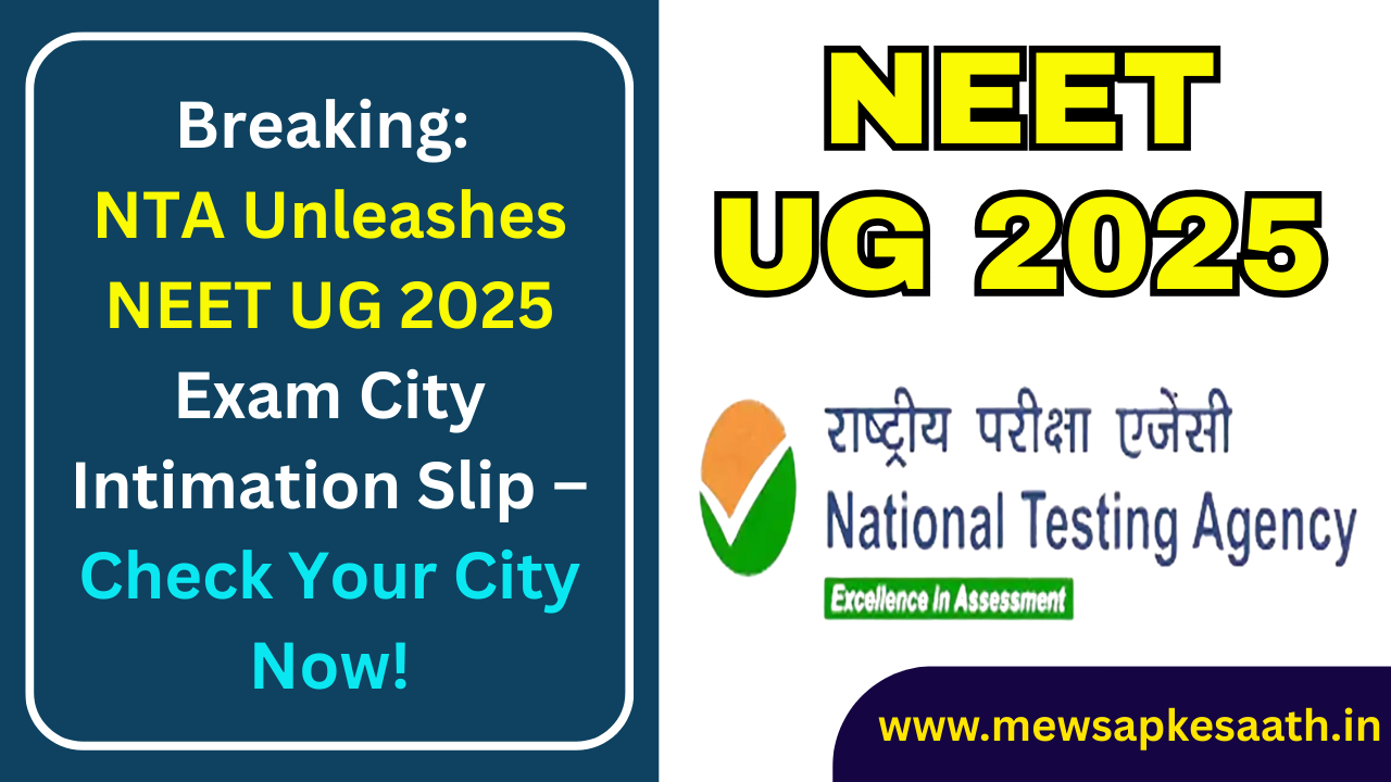 Neet ug 2025 exam city information slip